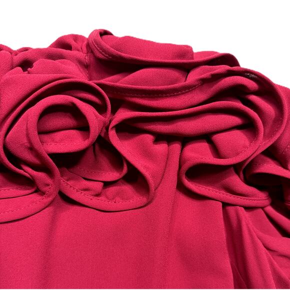 Halston Heritage NWT off-the-shoulder mini dress burgundy ruffled neckline - Picture 2 of 11